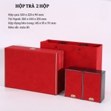 Bộ hộp trà nắp khoá hoa văn kèm túi quà tặng cao cấp - HVL TEA