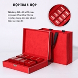Bộ hộp trà nắp khoá hoa văn kèm túi quà tặng cao cấp - HVL TEA