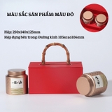 Bộ hộp trà có tay cầm gỗ 2 hộp tròn cao cấp - HVL TEA