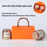 Bộ hộp trà có tay cầm gỗ 2 hộp tròn cao cấp - HVL TEA