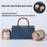Bộ hộp trà có tay cầm gỗ 2 hộp tròn cao cấp - HVL TEA