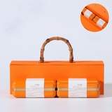 Bộ hộp trà có tay cầm gỗ hộp cạnh tròn cao cấp, sang trọng - HVL TEA