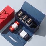 Bộ hộp trà có tay cầm gỗ hộp cạnh tròn cao cấp, sang trọng - HVL TEA