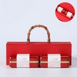 Bộ hộp trà có tay cầm gỗ hộp cạnh tròn cao cấp, sang trọng - HVL TEA