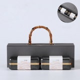 Bộ hộp trà có tay cầm gỗ hộp cạnh tròn cao cấp, sang trọng - HVL TEA