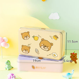 Hộp thiếc hình chữ nhật họa tiết gấu nâu dễ thương HVL