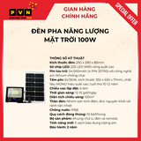 Đèn pha năng lượng mặt trời 100w - Sáng suốt đêm