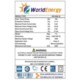 Thông số Tấm pin năng lượng mặt trời Mono World Energy (WE100W)