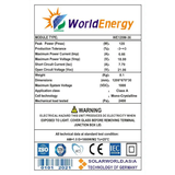Thông số tấm pin năng lượng mặt trời Mono World Energy (WE120W)