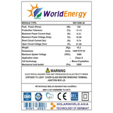 Thông số Tấm pin năng lượng mặt trời Mono World Energy (WE150W)