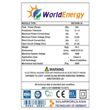 Thông số Tấm pin năng lượng mặt trời Mono World Energy (WE180W-36)