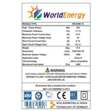 Thông số Tấm pin năng lượng mặt trời Mono World Energy (WE300W)
