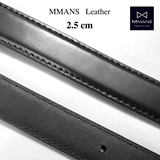 Thắt lưng unisex nam nữ MMANS bản 2.5 cm khóa kim da bò nhập khẩu cao cấp chính hãng mặt hợp kim chống gỉ