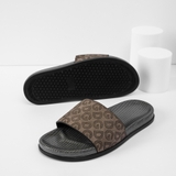 Dép da nam quai ngang MMANS màu xám họa tiết da tấm đế 2 lớp cao cấp tinh tế đơn giản êm ái bền bỉ