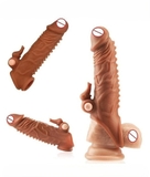 Penis Sleeve Gai Bi Rỗng Ruột Tích Hợp Vòng Rung