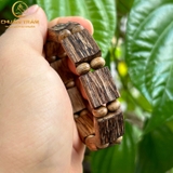 Vòng tay trầm hương banh Lào kiểu thô dẹp - Chuẩn Trầm