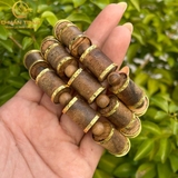 Vòng Tay Trầm Hương trúc tốc vườn bọc vàng mạ - Chuẩn Trầm