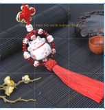 Khánh mèo sứ thần tài mix vòng hạt treo phong thủy
