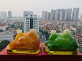 Tượng di lặc ngọc dáng nằm đặt taplo