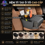 (KH) Tấm Đệm Da PU Lót Bệ Tỳ Tay Ô Tô 3in1 Có 2 Túi Để Đồ 2 Bên Đa Năng