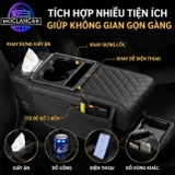 (KH) Tấm Đệm Da PU Lót Bệ Tỳ Tay Ô Tô 3in1 Có 2 Túi Để Đồ 2 Bên Đa Năng