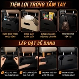 (KH) HSG04 Hộp Đựng Đồ Treo Ghế Ô Tô Da PU Đa Năng Có Khay Để Cốc,Điện Thoại,Đựng Giấy