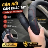 (KH) Bọc vô lăng da Pu đen chỉ đỏ lượn sóng M01