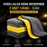 (KH) Khăn Lau Đa Năng Microfiber 2 Mặt Vàng - Xám Chuyên Dụng Nhà Cửa Xe Hơi