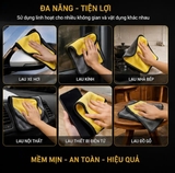 (KH) Khăn Lau Đa Năng Microfiber 2 Mặt Vàng - Xám Chuyên Dụng Nhà Cửa Xe Hơi