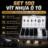 (KH) Set 100 đinh tán nhựa, ốc vít nhựa, chốt nở cho phụ tùng xe ô tô
