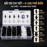 (KH) Set 100 đinh tán nhựa, ốc vít nhựa, chốt nở cho phụ tùng xe ô tô
