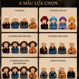 Bộ 4 chú tiểu tứ không trơn có đội nón rơm