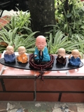 Sét 5 tượng gõ mõ Đỏ + tứ không + thảm oval + tràng hạt.