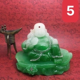 (tặng thảm) Tượng phật Di Lặc ngọc bích trang trí phong thủy trong nhà và taplo ô tô - phật ngọc xanh cao cấp