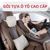 Gối Tựa Đầu Và Tựa Lưng Ô Tô Sang Trọng, Gối Ôm MayBach - Gối Xe Hơi Chất Liệu Da Lộn Cao Cấp