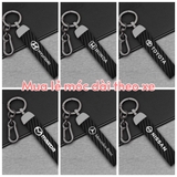 Móc khoá dây da dài sợi carbon thể thao in logo hãng