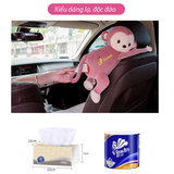 Hộp Đựng Khăn Giấy Treo Vai Ghế Oto Hình Chú Khỉ PIPI Ngộ Nghĩnh