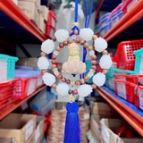 Khánh TC - 10S bông liên hoa và Phật Thích Ca gỗ Hoàng dương, khánh treo gương chiếu hậu oto, mang lại bình an may mắn