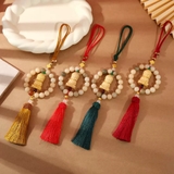 Khánh Treo Xe ô tô Phật Thích Ca Hoa Sen Gỗ Hoàng Dương Thơm Mix Vòng Tròn Ngọc