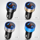 Tẩu sạc nhanh 2 cổng USB 3.1A hiển thị điện tử - nguồn 12/24V