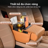Tấm Đệm Da PU Lót Bệ Tỳ Tay Ô Tô 3in1 Có 2 Túi Để Đồ 2 Bên Đa Năng