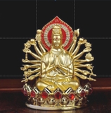 Tượng Phật Quan Âm Nghìn Mắt Nghìn Tay Toạ Đế Sen Hạt Đá Đỏ