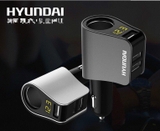 HY10 Tẩu sạc hyundai 3 cổng USB có màn hình hiển thị điện áp và một lỗ tẩu HY-10