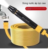 Bộ Vòi Xịt Tăng Áp Kèm Khớp Nối Với 10 Mét Dây PVC Dẻo, Bộ Vòi Phun Xịt Rửa, Tưới Cây Đa Năng Nhiều Chế Độ