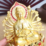 Tượng Phật Quan Âm Nghìn Mắt Nghìn Tay Toạ Đế Sen Hạt Đá Đỏ