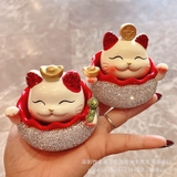 Mô hình mèo sứ - Mèo thần tài hũ tiền
