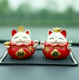 Mô hình mèo sứ - Mèo thần tài hũ tiền