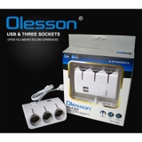 Tẩu chia sạc ô tô,Tẩu chia nguồn 3 ổ và 2 USB hàng cao cấp Olesoon có cầu chì bảo vệ điện an toàn phù hợp 12/24V
