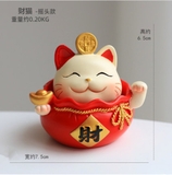 Mô hình mèo sứ - Mèo thần tài hũ tiền