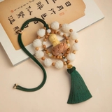 Khánh TC - 10S bông liên hoa và Phật Thích Ca gỗ Hoàng dương, khánh treo gương chiếu hậu oto, mang lại bình an may mắn